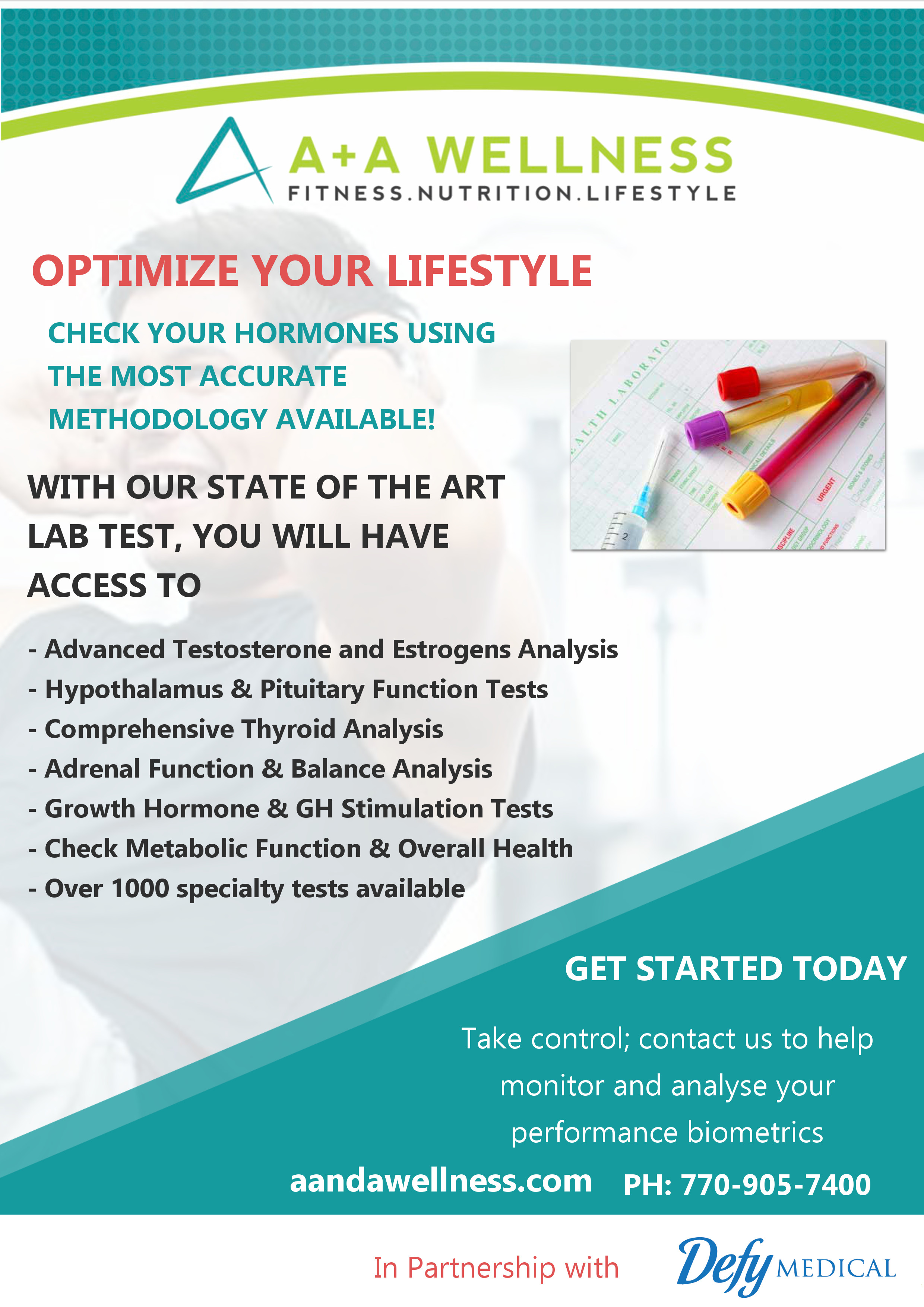 Optimize Your Lifestyle - DefyMedical and A+A Wellness Blood Tests